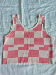 White Checked Top