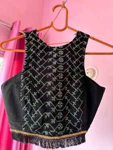 Black Embroidered Blouse For Saree Or Lahanga