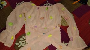 Blush Pink Polka Dot Tie-Up Crop Top