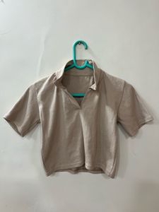 Beige Ribbed Crop Top | New, Unused