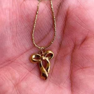 Anti-Tarnish stainless steel Bow Pendant Necklace
