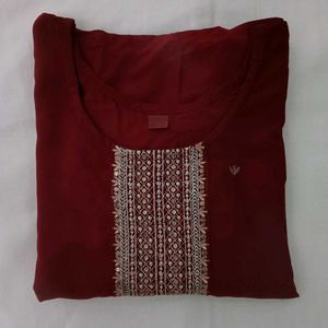 Maroon Embroidered Kurti