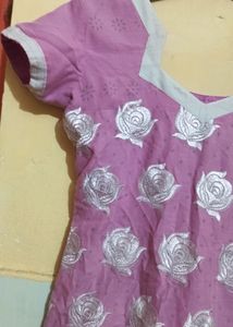 Pink Rose Design Kurti - Offer Sale