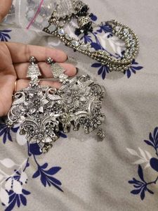 Statement Silver Floral Earrings