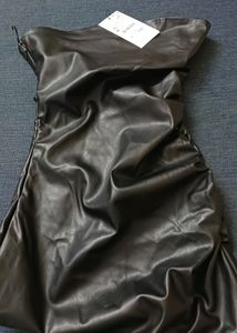 Zara DRAPPED FAUX Leather Dress