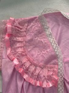 Pink satin lace nighy/ robe set
