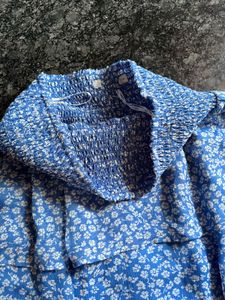 Blue Floral Tiered tube top