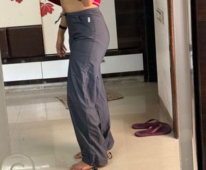 Gray Drawstring Parachute Pants