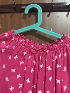 Printed Pink Top With Sleeve Tie-ups