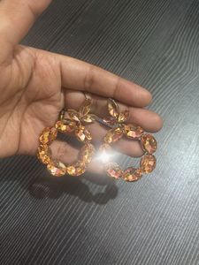 Statement Gemstone Hoop Earrings