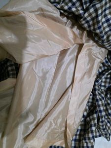 Beige check Pleated Skirt Knee Length