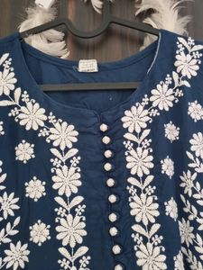 Blue Colored Chikankari Dress