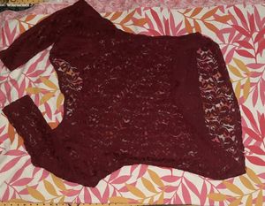 Maroon Net Top