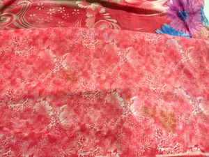 Pink saree with attached blouse piece