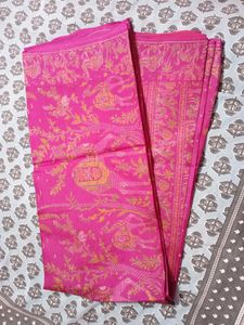 Pink Printed  Silk Saree