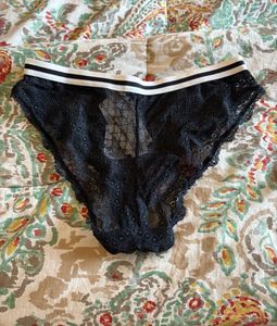 Forever21 Black Lace Sexy Striped Waistband Panty