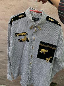 Marquis Brand Striped Animal Print Shirt