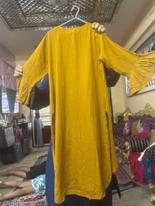 Mustard Kurta with Flared Sleeves