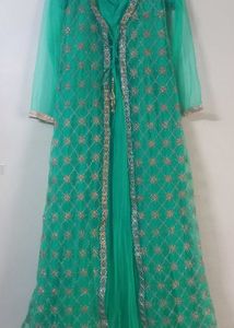 Green 2piece Dress Long Gown Full Flare