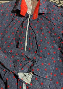 Star Patterned Casual Blue Shirt For Men