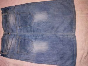 Slit Denim A Line Skirt