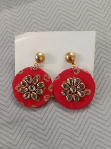 Red & Gold Floral Earrings