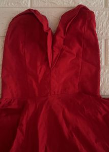 Chic Red Bodice ruffle detail Dress
