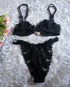 Black Floral Lingerie Set