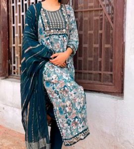 Nyra Cut Printed Anarkali Suit Duppata &amp; Pent Set