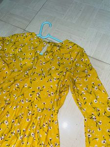 Floral Yellow Tiered Midi Dress