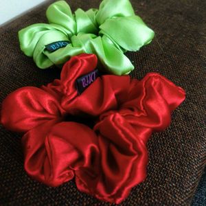 Green & Red Satin Scrunchies