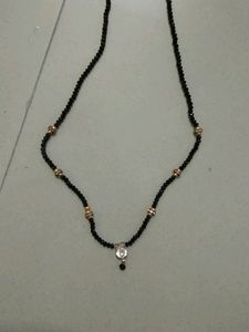 Delicate Black Beaded &amp; Gold Charm Necklace