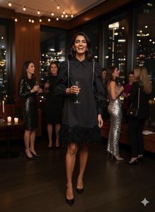 ✨Step Out in Style! Feather &amp; Sparkle Mini Dress🔥