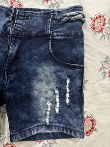 Distressed Denim Shorts