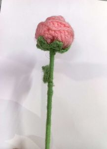 Handmade Crochet Rose Flower Stick