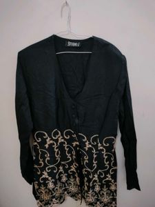 Embroidered Black Top