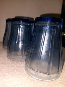 Color Glass Water Juice Glasses Set of 6 Pieces 315 ML (Blue)