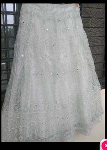 Embroidered White Lehenga Skirt