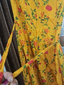 Floral Print Yellow Dress