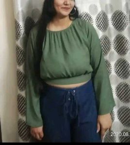 Olive Green Bell Sleeve Top