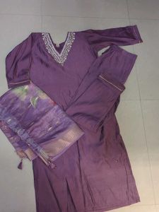 Purple Embroidered Indian Suit