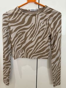 Zebra Print Long Sleeve Top