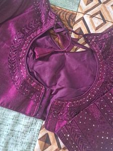 Wine  COLOUR FULL SLEEVES PARTY WEAR BLOUSE