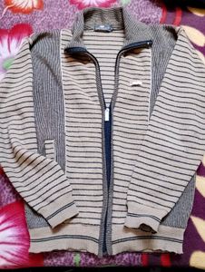 Striped Zip-Up Knit Jacket