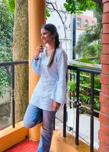 Stylish Blue Tunic Top