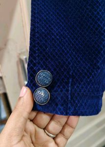 Navy Blue Velvet Blazer