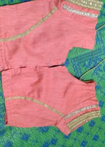 Peach And Off White Embellished Saree