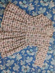 Cream Cotton Short Kurti