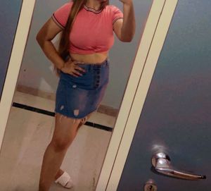 Shein Cute Pink Knot Crop Top