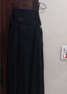 Floral Embroidered Black Maxi Dress